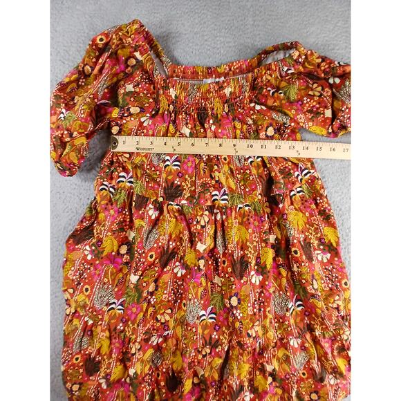 Latino Heritage Month Dress Girls XL (14) Orange Mini Floral Smocked Target NWT - Picture 5 of 8
